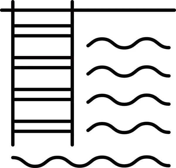 雅致的水上公园沐浴图标 轮廓风格 — 图库矢量图片