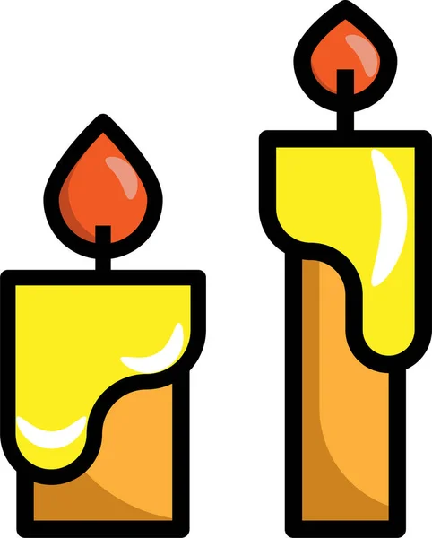 Icono Llama Decoración Vela Categoría Halloween — Vector de stock