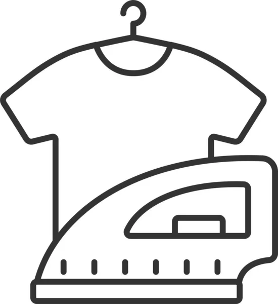 Υπηρεσία Πλυντηρίου Ρούχα Σιδέρωμα Εικονίδιο Στυλ Περίγραμμα — Διανυσματικό Αρχείο