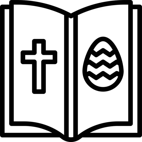 Livre Bible Icône Religion Dans Style Contour — Image vectorielle