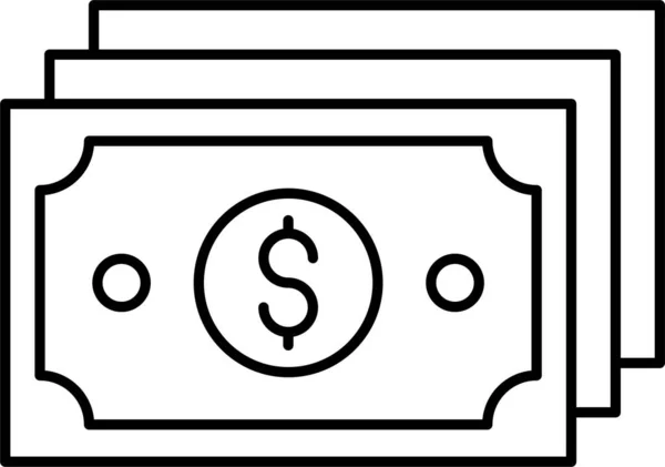 Εικονίδιο Χρηματοδότησης Δολάρια Μετρητών Στυλ Περίγραμμα — Διανυσματικό Αρχείο