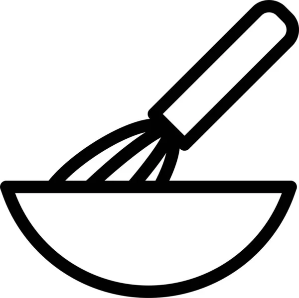 Batidor Cuenco Cocina Icono Estilo Del Esquema — Archivo Imágenes Vectoriales