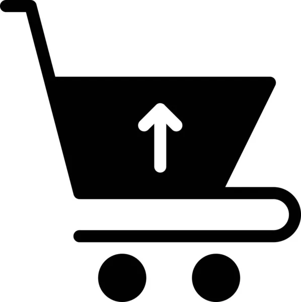 Pil Kundvagn Shopping Ikon Fast Stil — Stock vektor