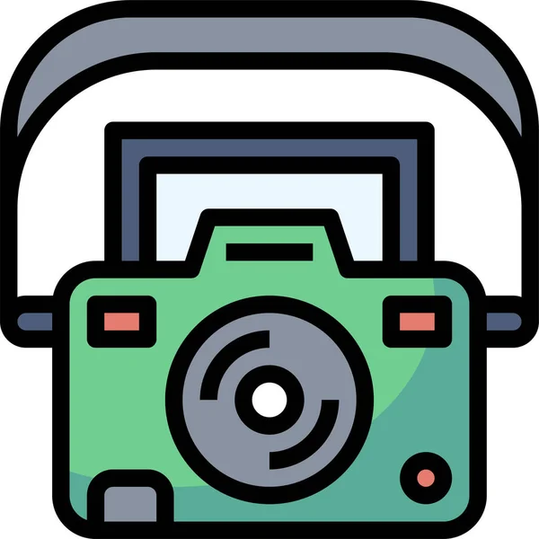 填充式相机露营数字图标 轮廓风格 — 图库矢量图片