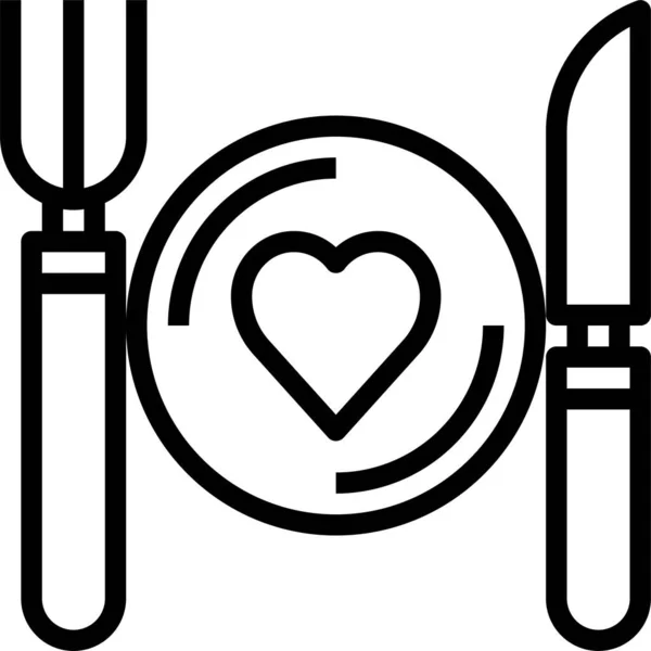 Vacsora Étel Ikon Szerelem Romantika Kategóriában — Stock Vector