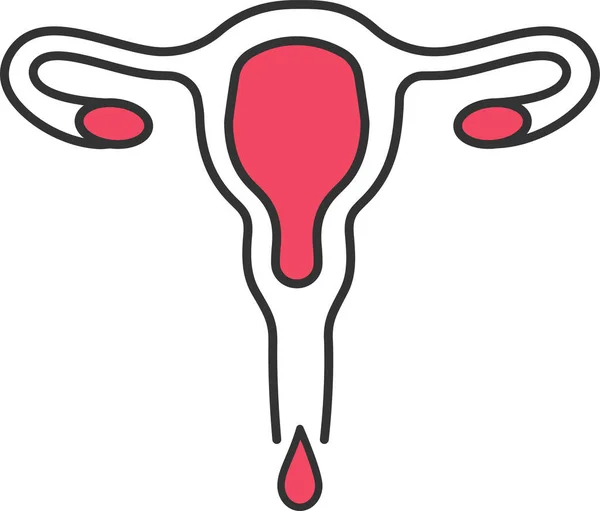 卵管女性の月経出血アイコンを記入アウトラインスタイルで — ストックベクタ