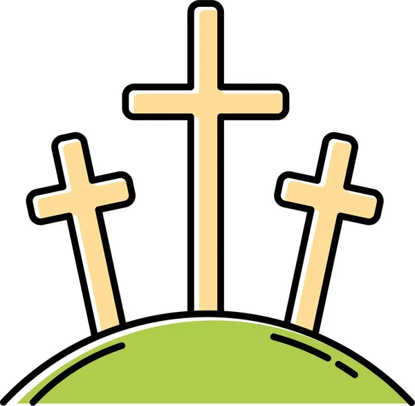 Crucifixión Cruz Calvario Icono — Vector de stock