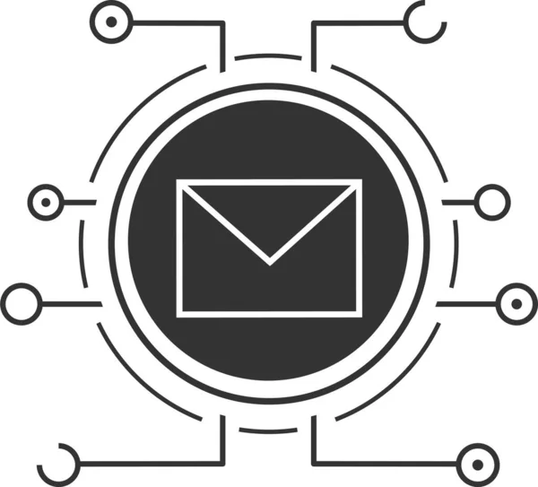 Cyber Mail Envelop Pictogram Solide Stijl — Stockvector