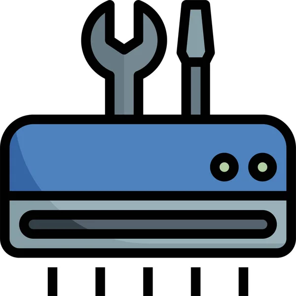 Icona Dell Aria Delle Apparecchiature Manutenzione Stile Contorno Pieno — Vettoriale Stock