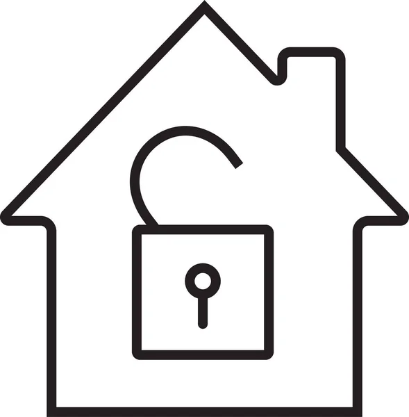 Home House Padlock Icon Outline Style — Stock Vector