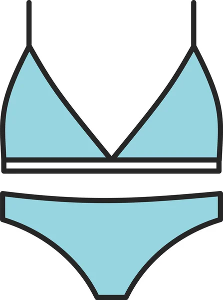 Mayolu Bikini Giysi Simgesi Tam Hatlı Taslak Biçiminde — Stok Vektör