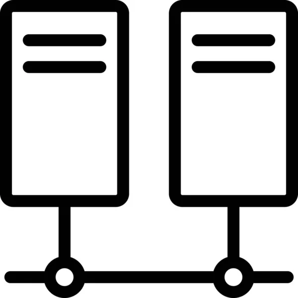 Ikon Server Mainframe Datacenter Dalam Gaya Outline - Stok Vektor