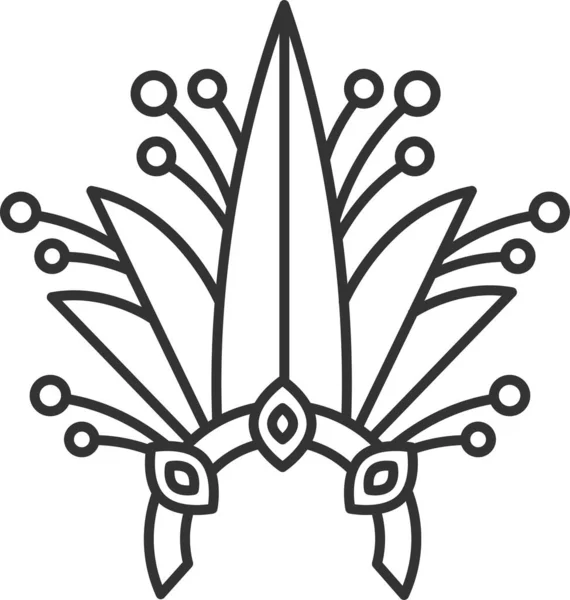 Icono Traje Carnaval Brasileño Estilo Esquema — Vector de stock