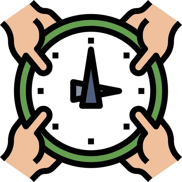Clock Cogwheel Management Icon Filled Outline Style — 图库矢量图片