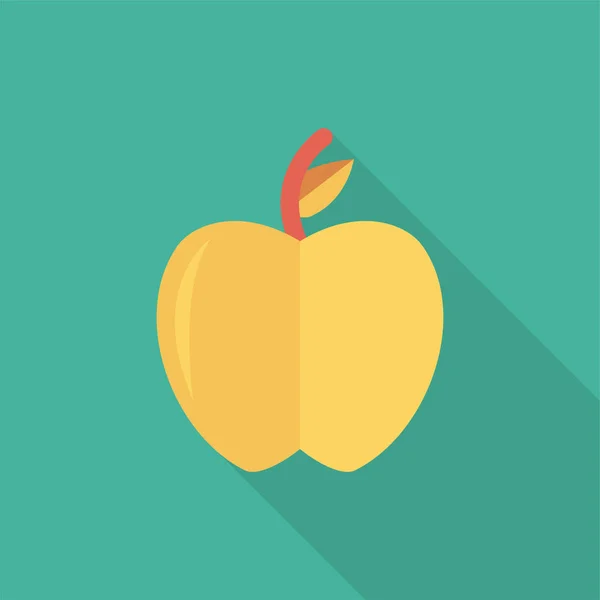 Apfel Essen Frisches Symbol Langschatten Stil — Stockvektor