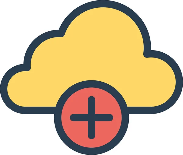 Add Cloud Database Icon Filled Outline Style — Stock Vector