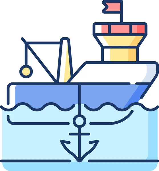 Boot Anker Haven Maritieme Pictogram Gevulde Outline Stijl — Stockvector