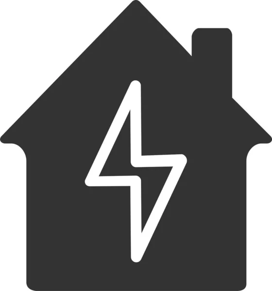 Energia Elétrica Ícone Casa Estilo Sólido —  Vetores de Stock