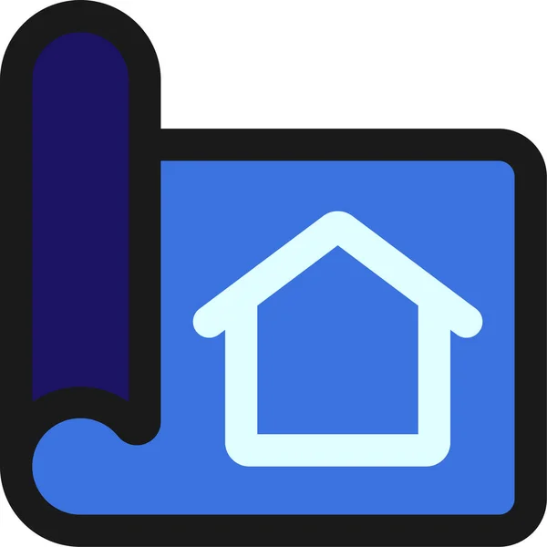 Blueprint House Building Icon Filled Outline Style — Stock Vector