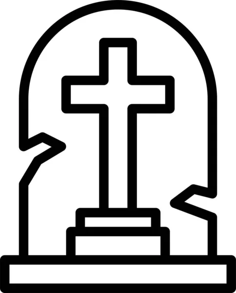 Cementerio Muerte Icono Halloween Estilo Esquema — Archivo Imágenes Vectoriales