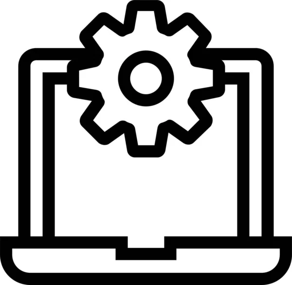 Icono Desarrollo Configuración Computadora Estilo Esquema — Vector de stock