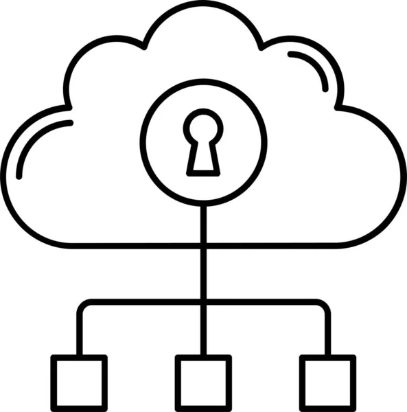 Εικονίδιο Δικτύου Cloud Lock Στυλ Περιγράμματος — Διανυσματικό Αρχείο