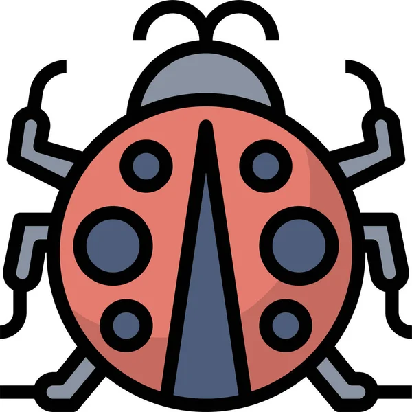 Animal Kingdom Ladybug Icono Estilo Contorno Lleno — Archivo Imágenes Vectoriales