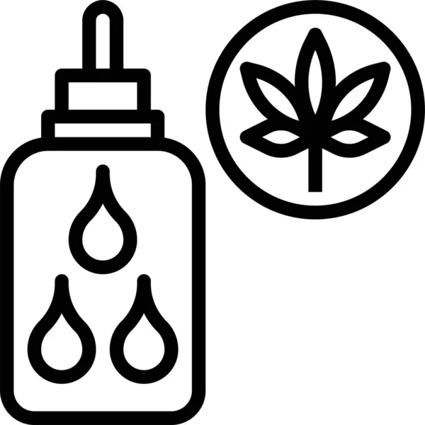 アウトラインスタイルの大麻の本質的な医療アイコン — ストックベクタ
