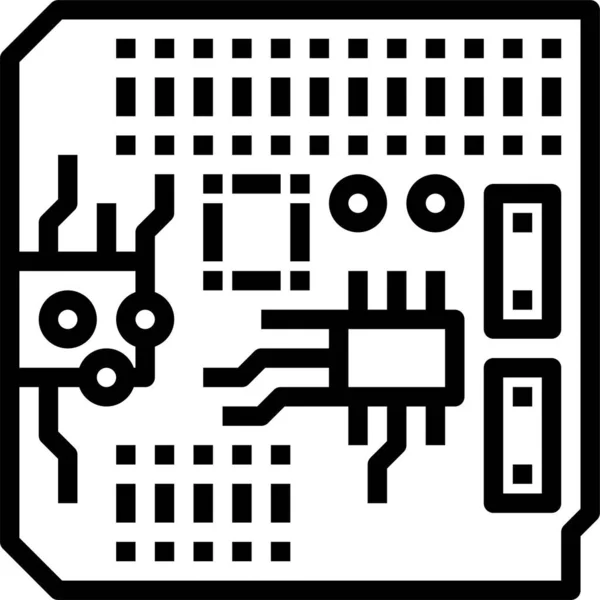 Composant Ordinateur Électronique Icône Dans Style Contour — Image vectorielle