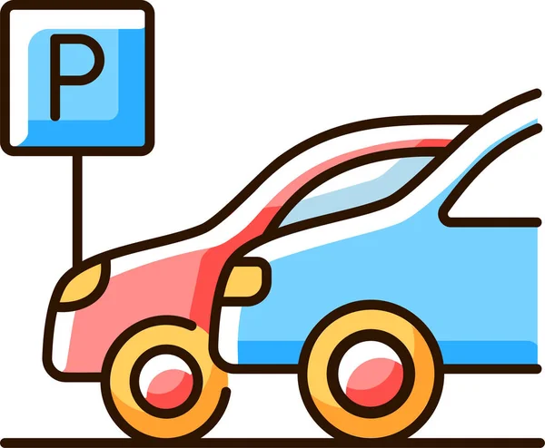 Αυτοκίνητο Στάθμευσης Αυτοκινήτων Εικονίδιο Μεταφοράς Filled Περίγραμμα Στυλ — Διανυσματικό Αρχείο