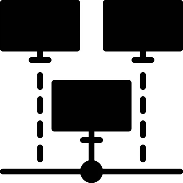 Комп Ютерні Обчислення Підключена Піктограма Суцільному Стилі — стоковий вектор