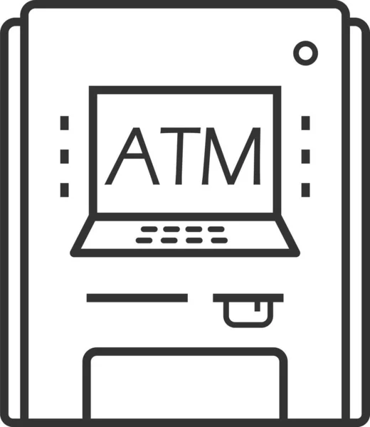 Atm Automatique Icône Banque Dans Style Contour — Image vectorielle