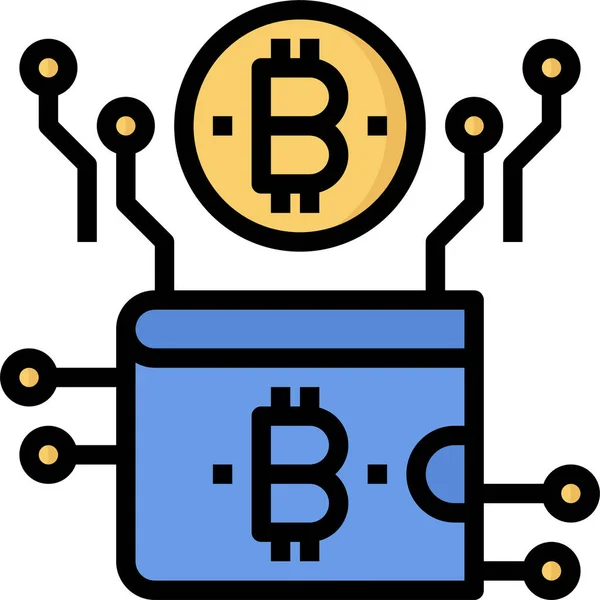 Bitcoin Бизнес Иконка Наличными Стиле Заполненного Контура — стоковый вектор