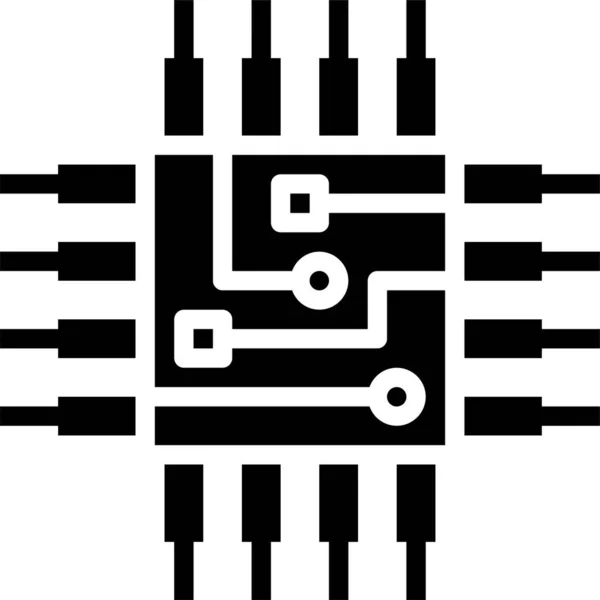 Chip Computer Hardware Icoon Solide Stijl — Stockvector