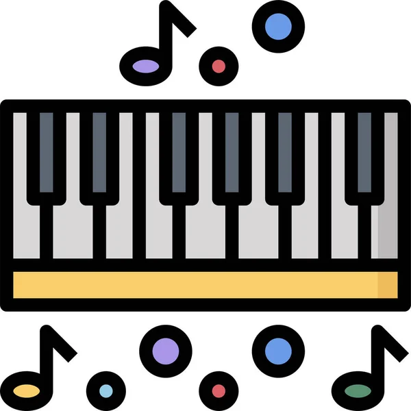 Icône Musique Clavier Instrument Dans Style Contour Rempli — Image vectorielle