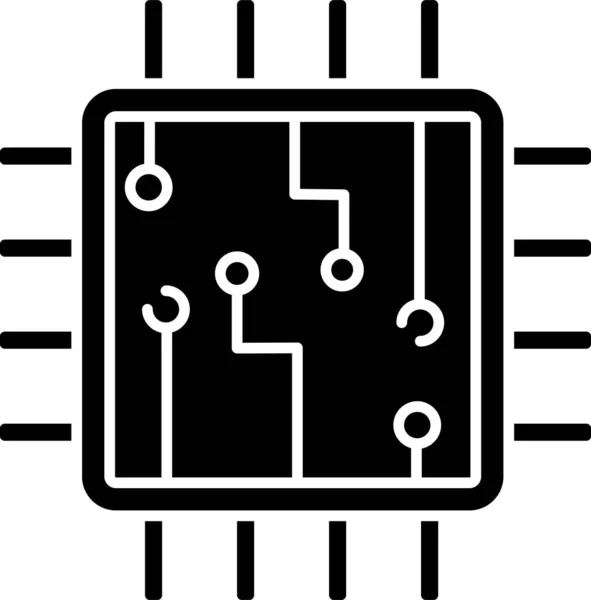 Chip Icona Della Scheda Memoria Digitale Stile Solido — Vettoriale Stock