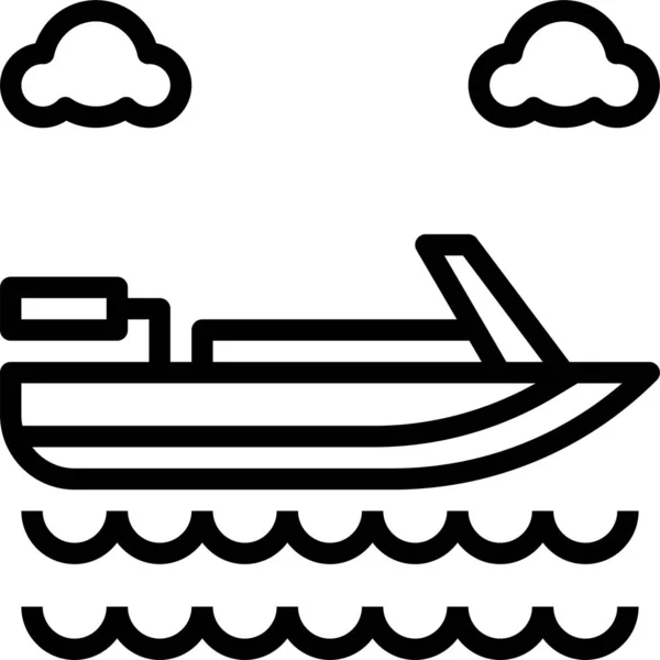 Bateau Vacances Bateau Icône Dans Style Contour — Image vectorielle