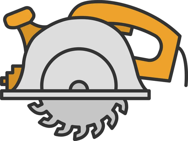 Saw Tool Circular Saw Icon Filled Outline Style — Stock Vector