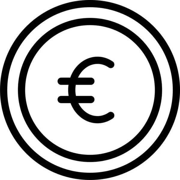 Efectivo Moneda Euro Icono Estilo Esquema — Archivo Imágenes Vectoriales