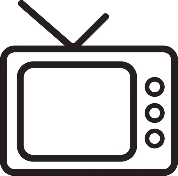 Icona Della Televisione Multimediale Stile Contorno — Vettoriale Stock