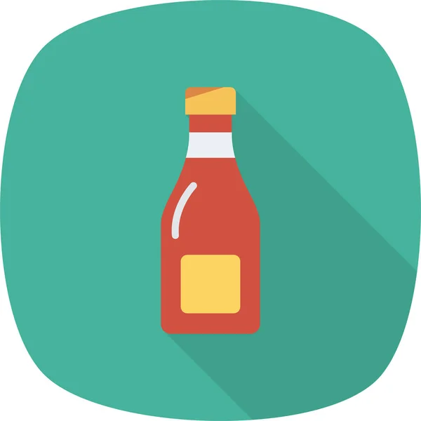 Flaschenketchup Sauce Ikone Flachen Stil — Stockvektor