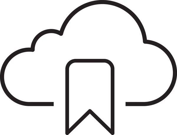 Marcador Cloud Computing Icono Almacenamiento Nube Estilo Esquema — Archivo Imágenes Vectoriales