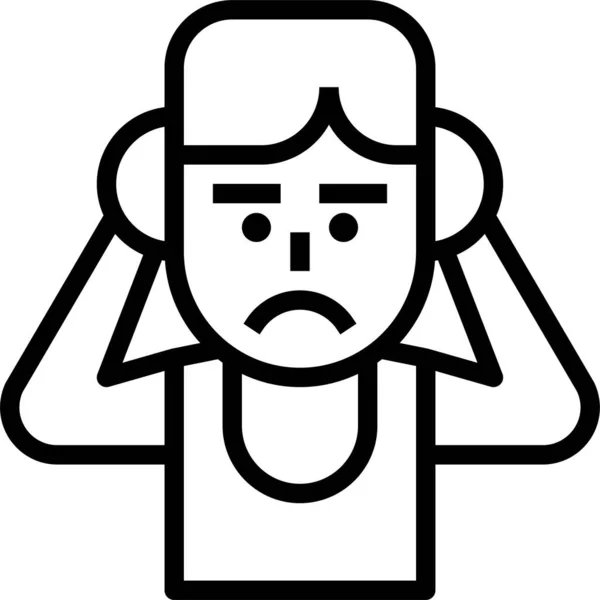 Angst Expressie Handen Pictogram Omtrek Stijl — Stockvector