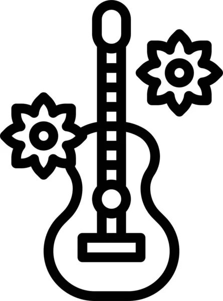 Guitarra Música Ícone Multimídia Estilo Esboço — Vetor de Stock