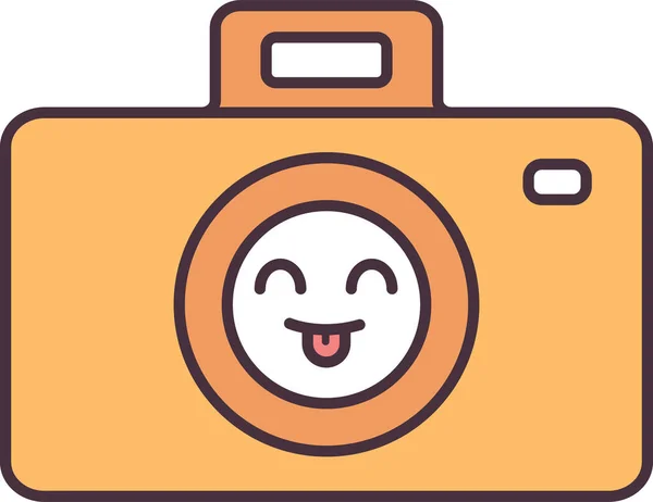 Joyeuse Icône Emoji Numérique Dans Style Contour Rempli — Image vectorielle