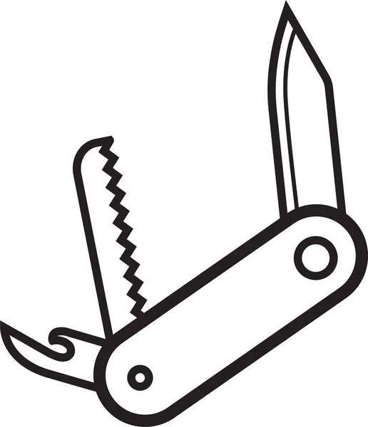 Многофункциональный Иконка Ножом Застежкой Стиле Контура — стоковый вектор