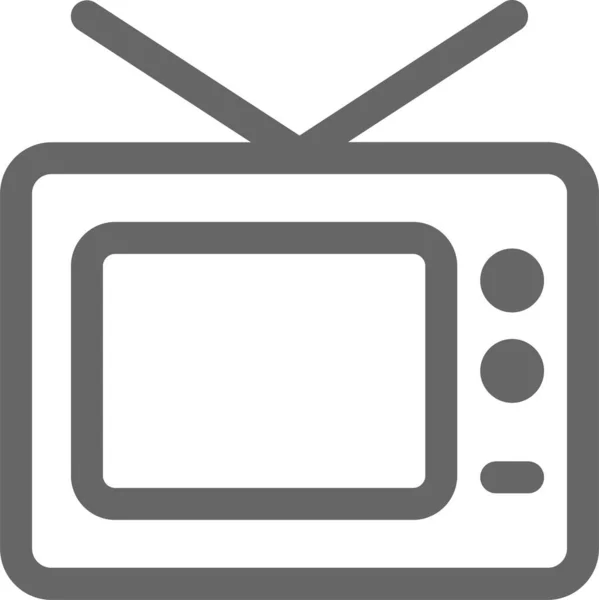 Televisione Icona Media Stile Contorno — Vettoriale Stock