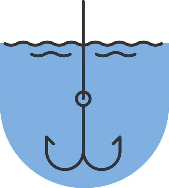 Angle Angling Fishhook Icon Filled Outline Style — 图库矢量图片