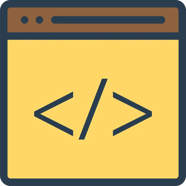 Kodning Ikonen För Internetprogrammering Fyllig Konturstil — Stock vektor