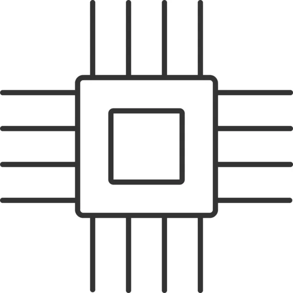 Equipo Informático Icono Circuito Microchip Estilo Esquema — Archivo Imágenes Vectoriales